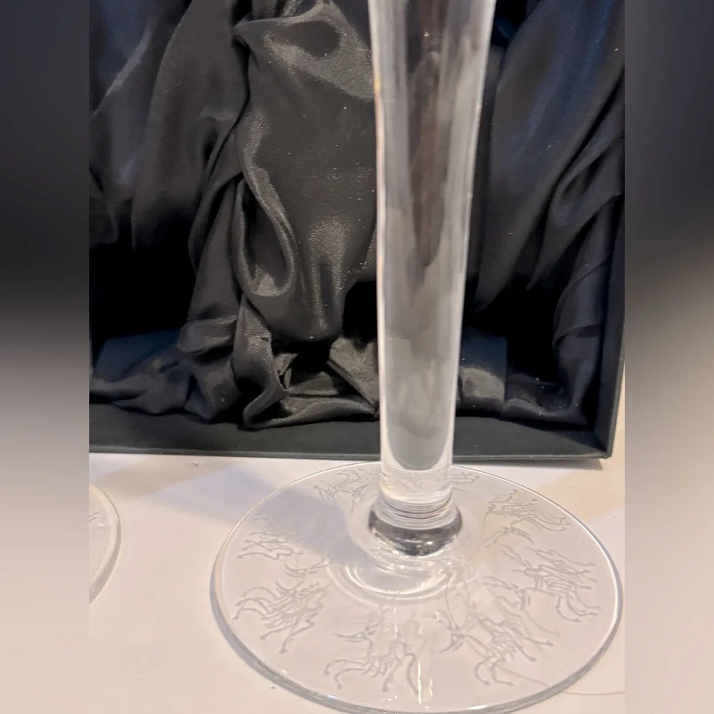 Rare Disney Gallery Nightmare Before Christmas Bohemian Crystal Champagne Flutes
